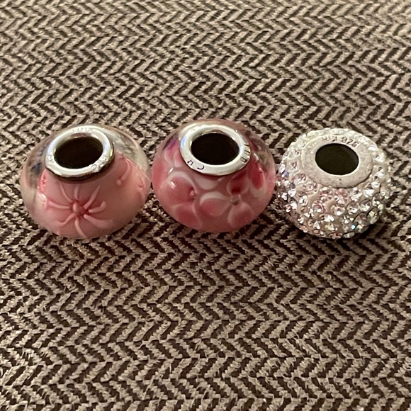 Source Unknown Jewelry - Sterling Silver Glass and Rhinestone Beads Trio